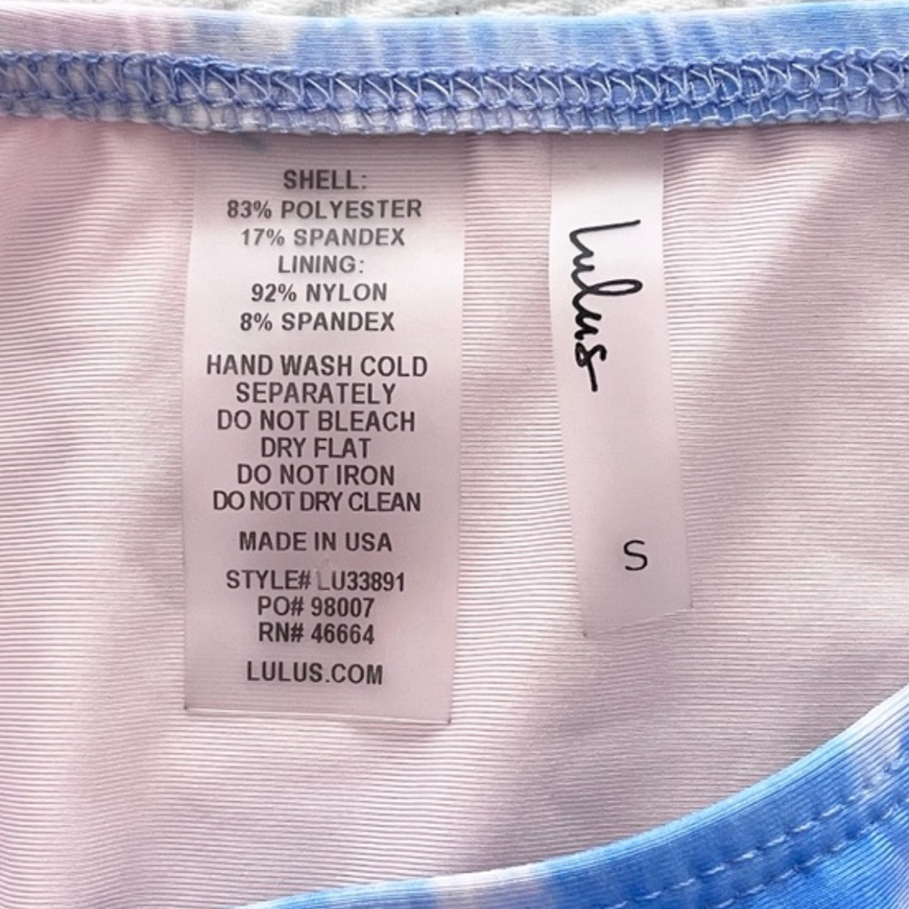 NWOT Lulus Set for Vacay Blue Multi Tie-Dye Bandeau High Waisted Bikini Set - Picture 12 of 13